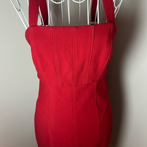 CINQ A SEPT DAKOTA DRESS - Red Cutout Cocktail Party Bodycon Midi Dress Size 2 - Picture 5 of 9